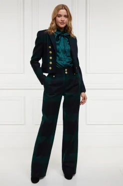 Holland Cooper In Stock Tailoring|Trousers-High Waisted Straight Trouser Blackwatch