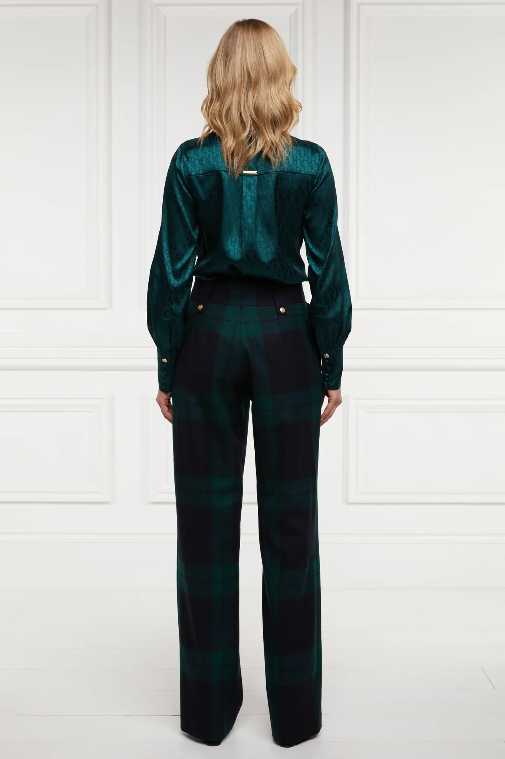 Holland Cooper In Stock Tailoring|Trousers-High Waisted Straight Trouser Blackwatch
