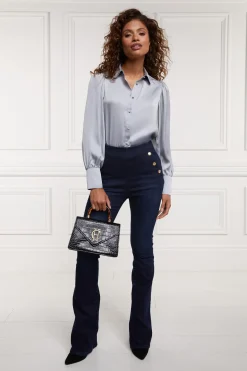 Holland Cooper Shirts & Blouses|The Date Night Edit-Isla Satin Shirt Silver Grey