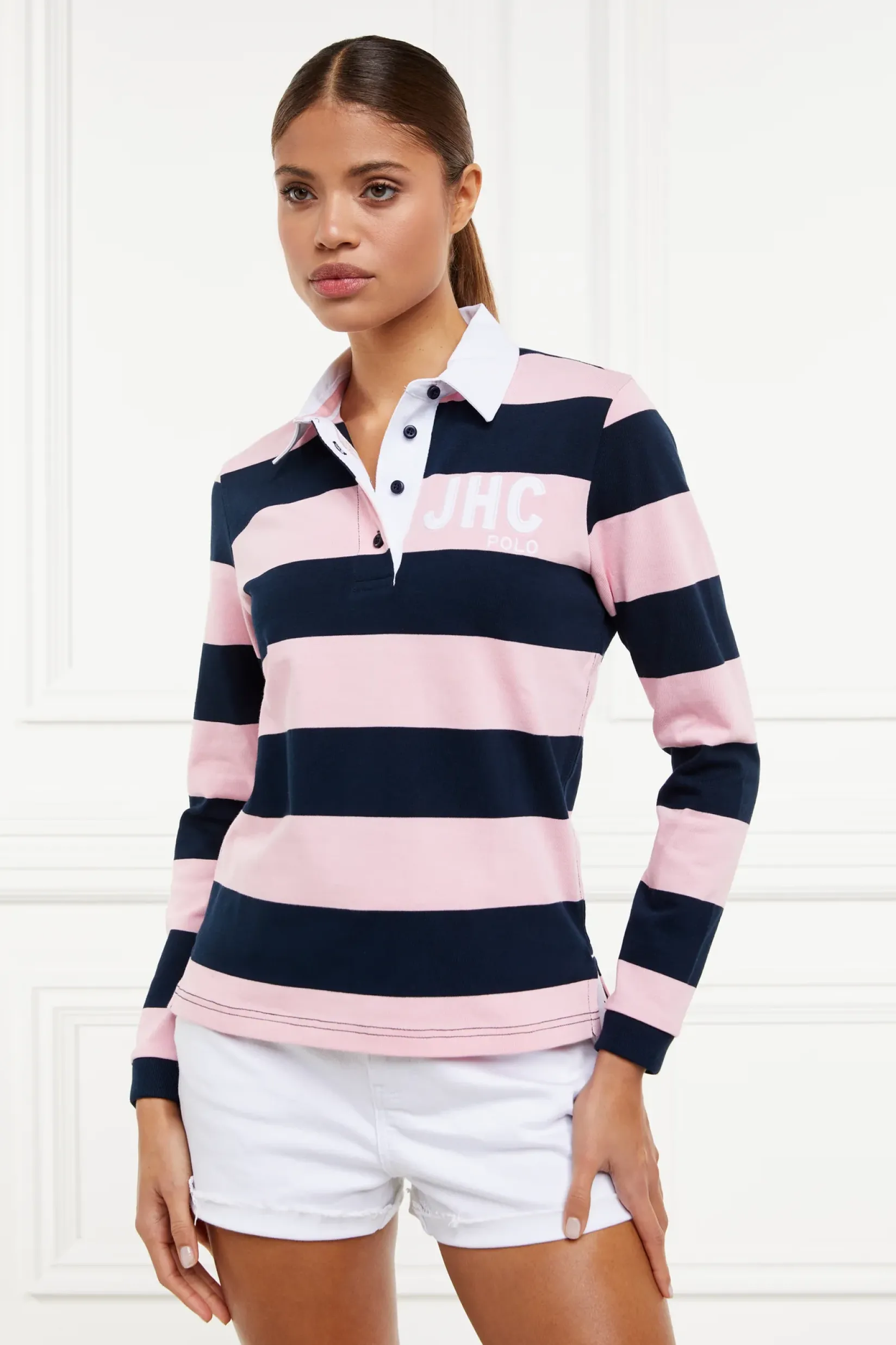 Holland Cooper Polo Shirts & Tees|Polo Shirts-JHC Sweatshirt Ink Navy Pale Pink