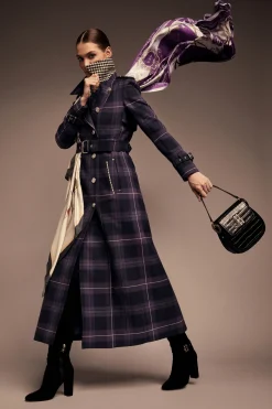 Holland Cooper Trench Coats|Coats-Jubilee Full Length Marlborough Trench Jubilee Tartan