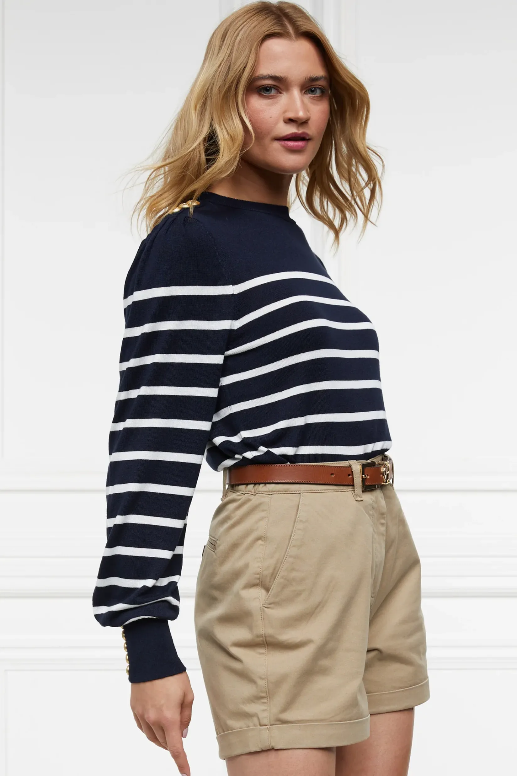Holland Cooper Knitwear-Kelsie Crew Neck Knit Ink Navy Stripe