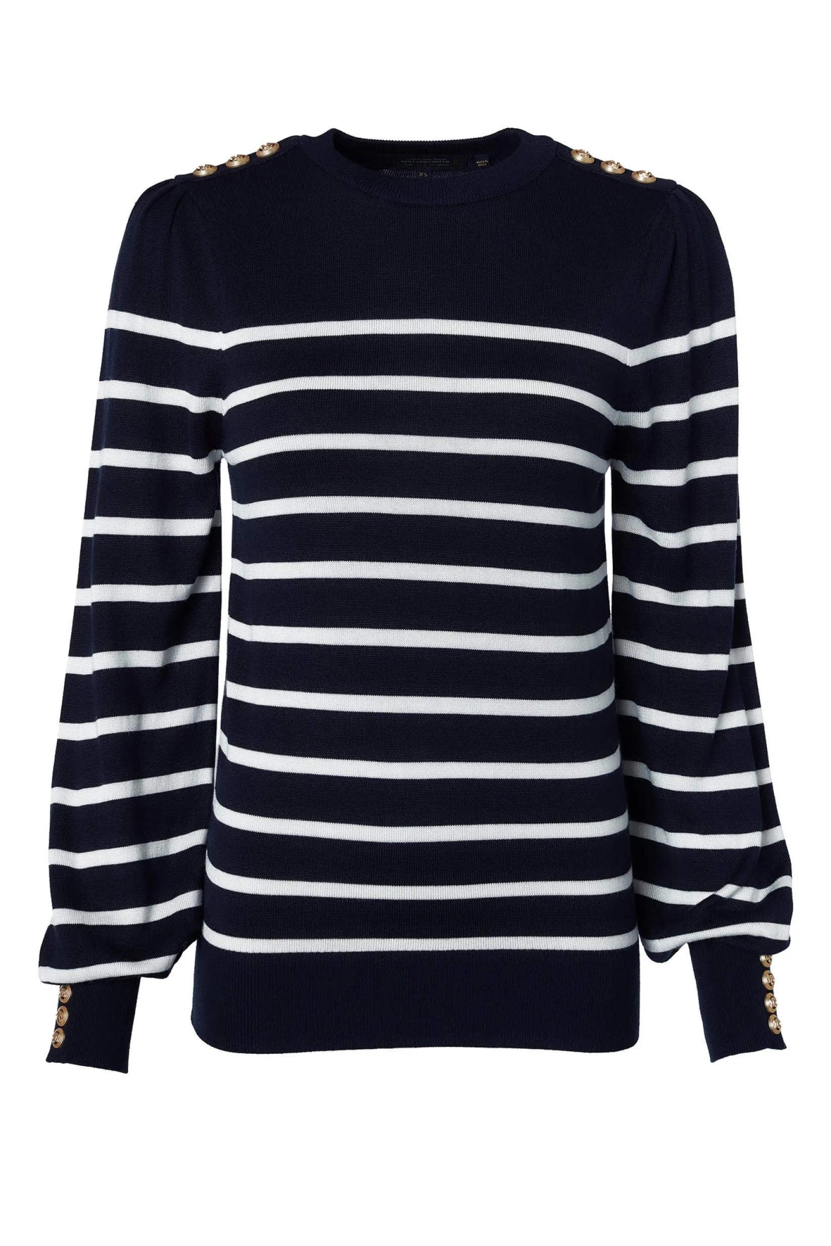 Holland Cooper Knitwear-Kelsie Crew Neck Knit Ink Navy Stripe
