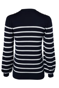 Holland Cooper Knitwear-Kelsie Crew Neck Knit Ink Navy Stripe