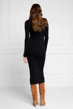 Holland Cooper Dresses|Knitwear-Kensington Midi Jumper Dress Black