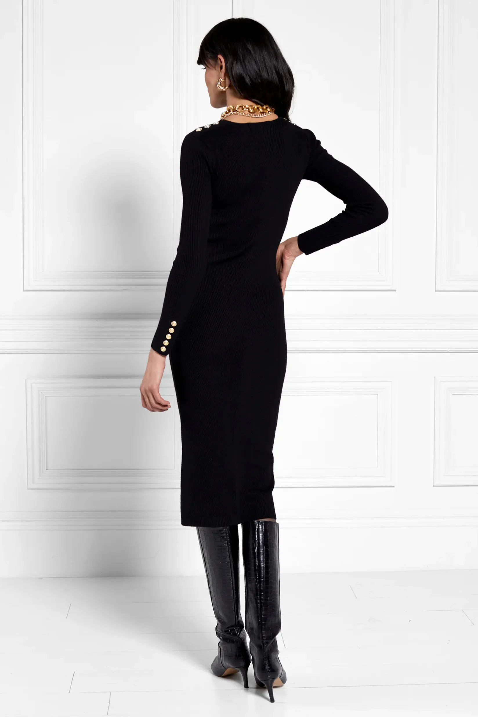 Holland Cooper Dresses|Knitwear-Kensington V-Neck Midi Dress