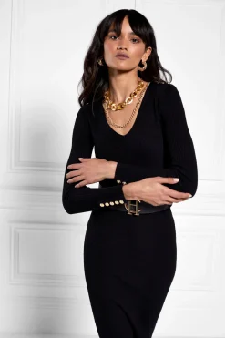 Holland Cooper Dresses|Knitwear-Kensington V-Neck Midi Dress
