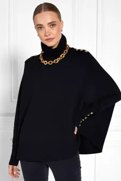 Holland Cooper Knitwear-Kingsbury Cape Knit Black