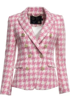 Holland Cooper Gifts For Her|Blazers-Knightsbridge Blazer Pink Large Scale Houndstooth