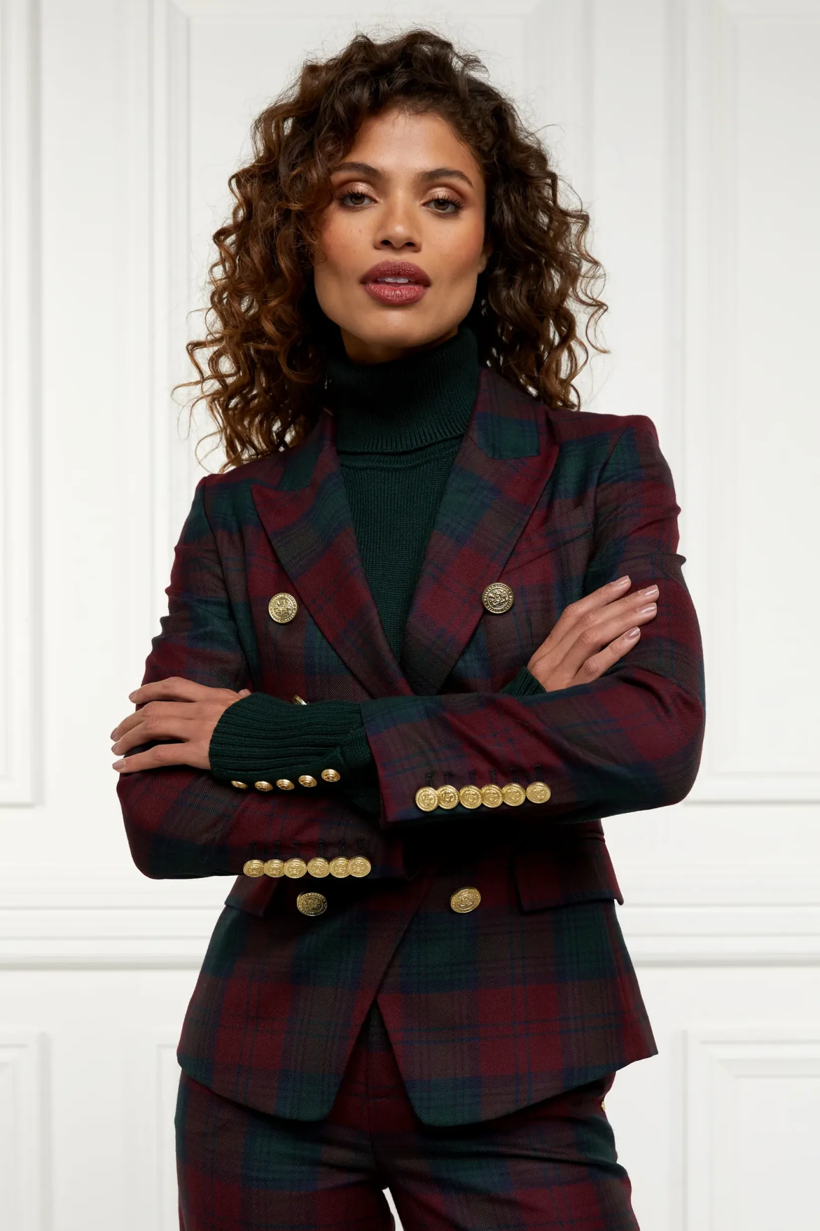 Holland Cooper Jackets|In Stock Tailoring-Knightsbridge Blazer Mulberry Tartan