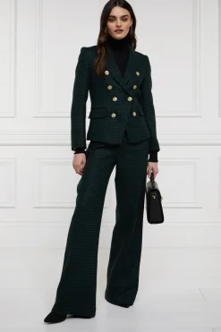 Holland Cooper Blazers|Jackets-Knightsbridge Blazer Emerald Houndstooth