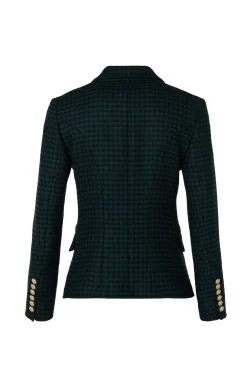 Holland Cooper Blazers|Jackets-Knightsbridge Blazer Emerald Houndstooth