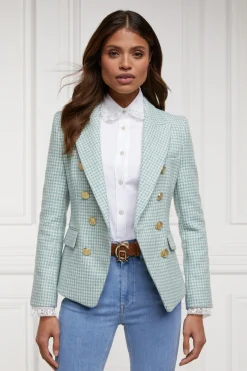 Holland Cooper Blazers|In Stock Tailoring-Knightsbridge Blazer Teal Houndstooth