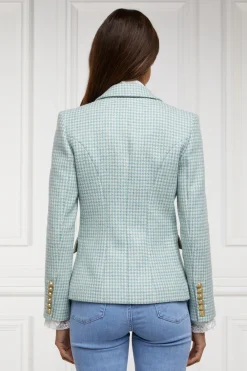Holland Cooper Blazers|In Stock Tailoring-Knightsbridge Blazer Teal Houndstooth
