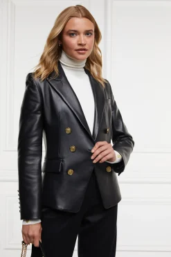 Holland Cooper Blazers-Knightsbridge Blazer Valencia Leather Black