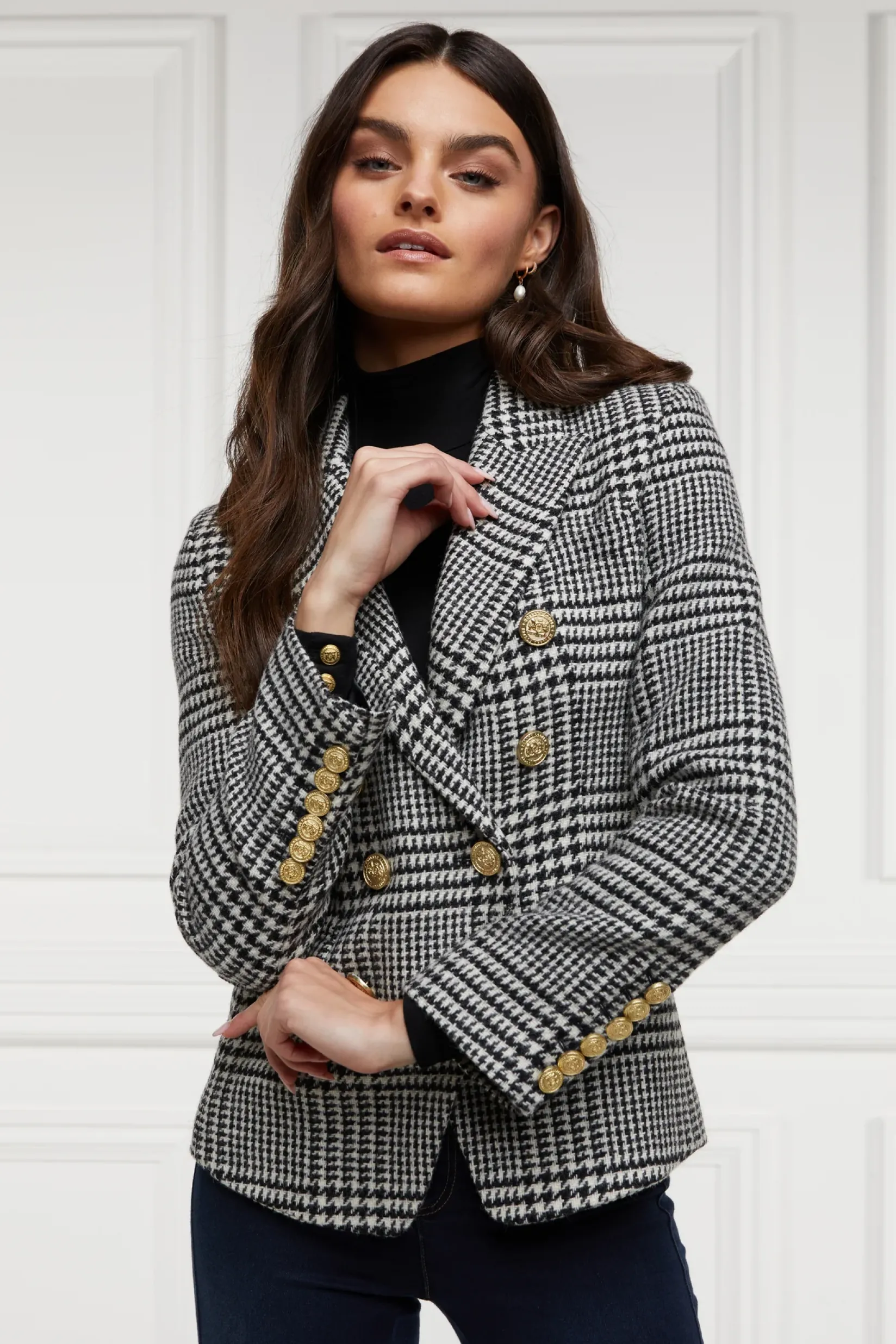 Holland Cooper Blazers|Jackets-Knightsbridge Blazer Large Scale Prince Of Wales Mono