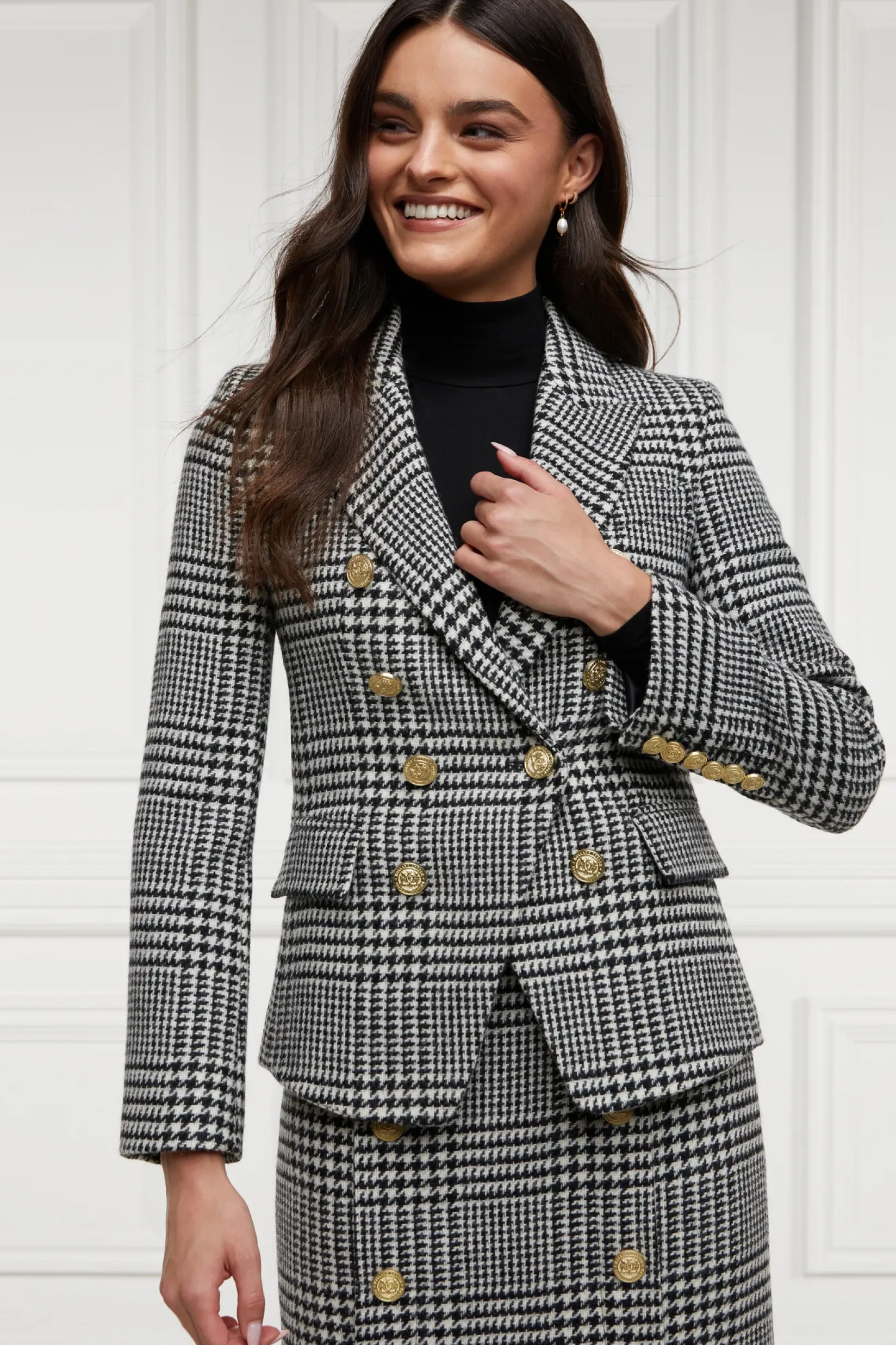 Holland Cooper Blazers|Jackets-Knightsbridge Blazer Large Scale Prince Of Wales Mono
