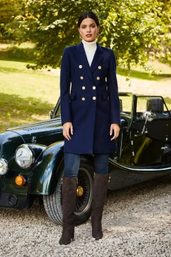 Holland Cooper Coats|In Stock Tailoring-Knightsbridge Coat Navy