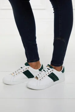 Holland Cooper Trainers|Bestsellers-Knightsbridge Court Trainer White Racing Green