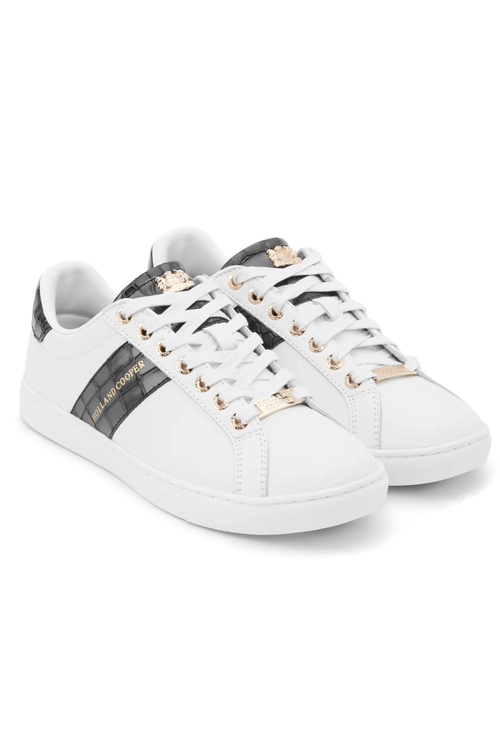 Holland Cooper Trainers|Footwear-Knightsbridge Court Trainer Black Croc