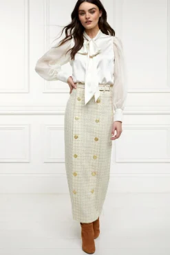 Holland Cooper Skirts|Shop By Product-Knightsbridge Maxi Skirt Ivory Sparkle Tweed