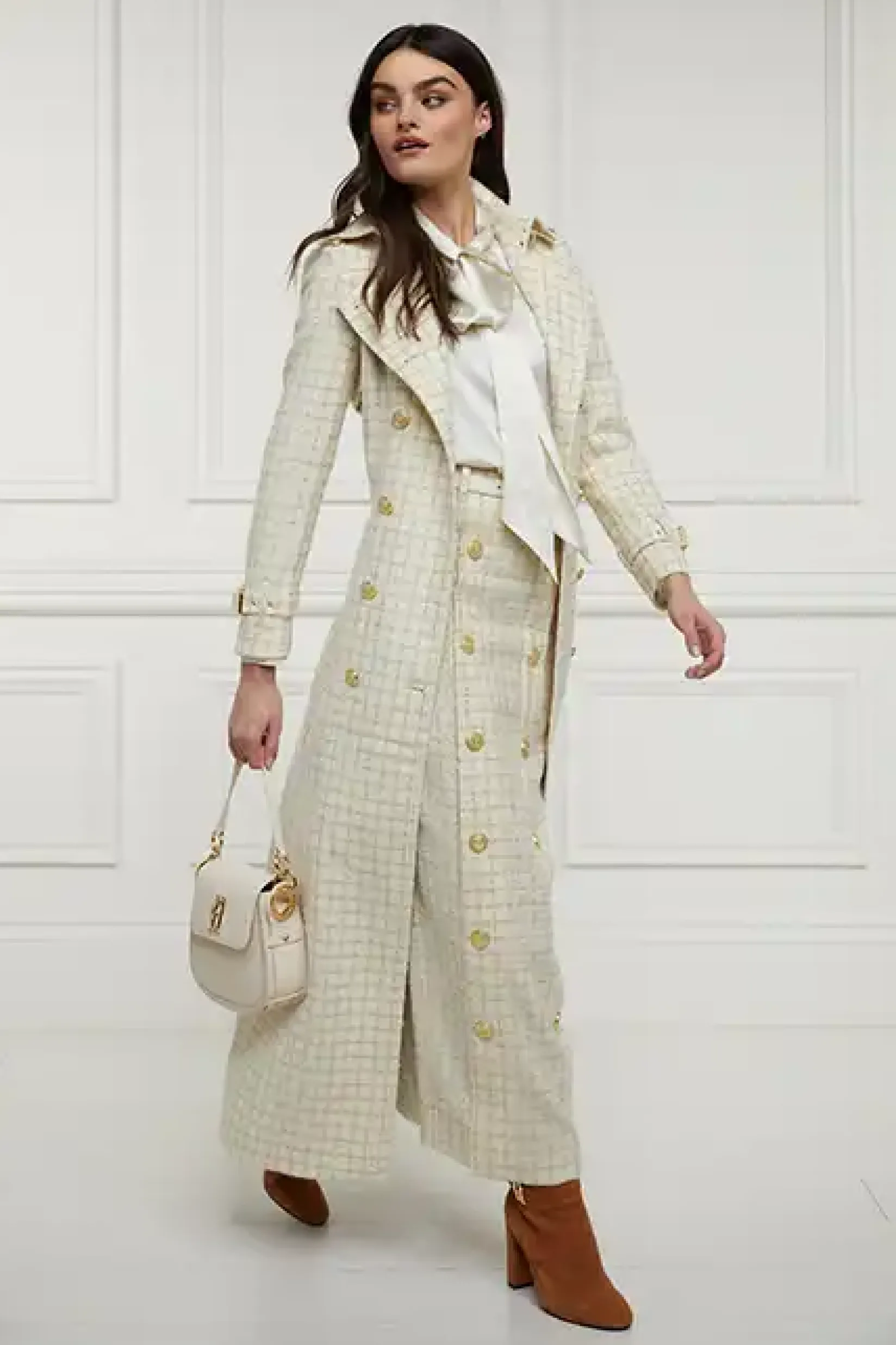 Holland Cooper Skirts|Shop By Product-Knightsbridge Maxi Skirt Ivory Sparkle Tweed