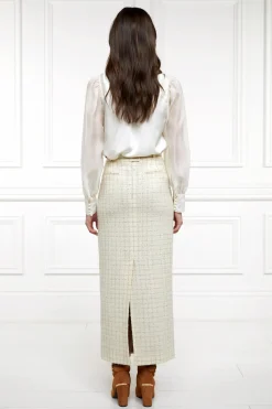 Holland Cooper Skirts|Shop By Product-Knightsbridge Maxi Skirt Ivory Sparkle Tweed