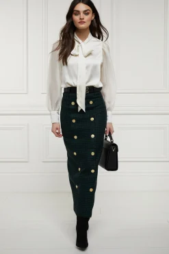 Holland Cooper Skirts|Shop By Product-Knightsbridge Maxi Skirt Emerald Houndstooth