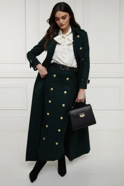 Holland Cooper Skirts|Shop By Product-Knightsbridge Maxi Skirt Emerald Houndstooth
