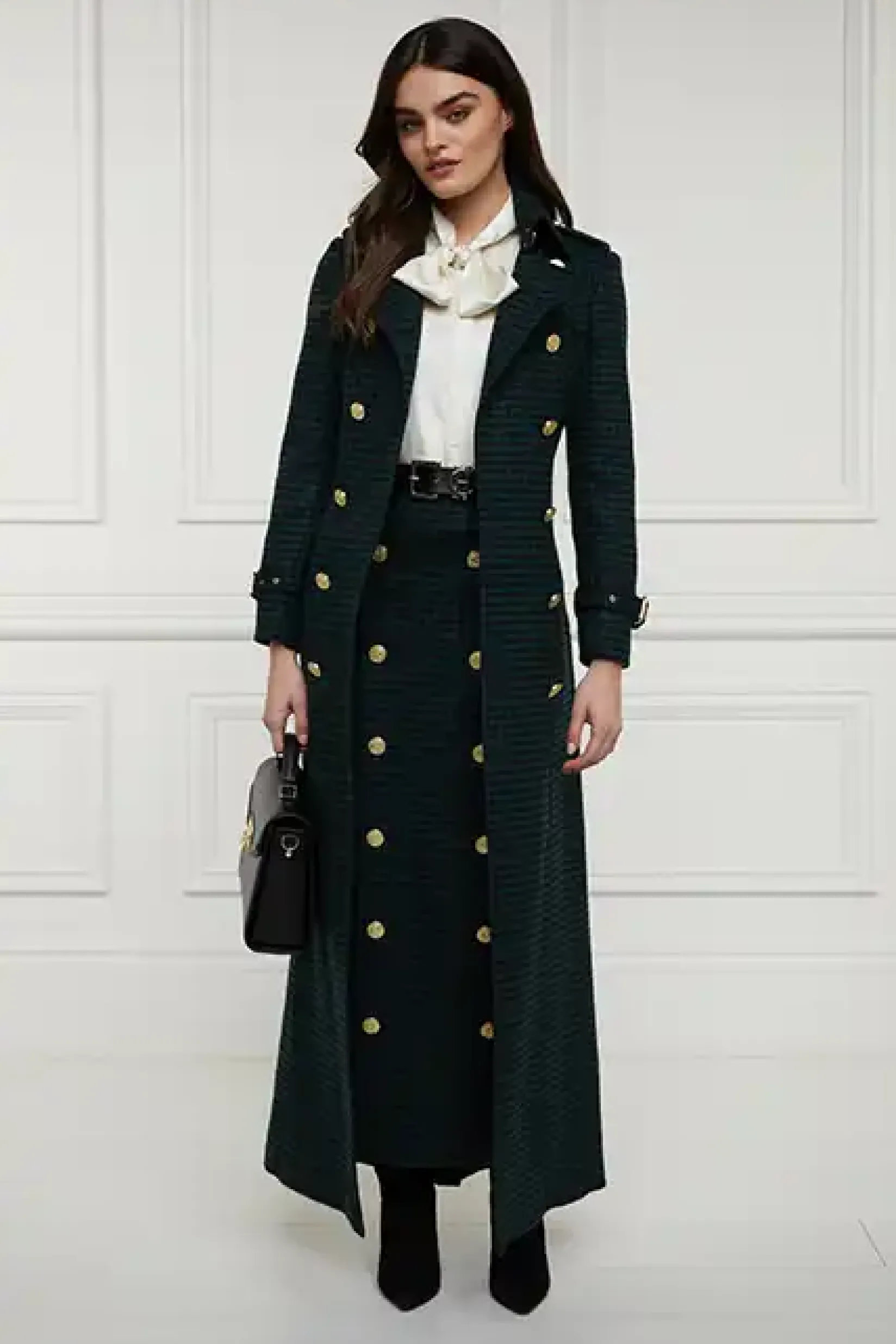 Holland Cooper Skirts|Shop By Product-Knightsbridge Maxi Skirt Emerald Houndstooth
