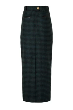 Holland Cooper Skirts|Shop By Product-Knightsbridge Maxi Skirt Emerald Houndstooth