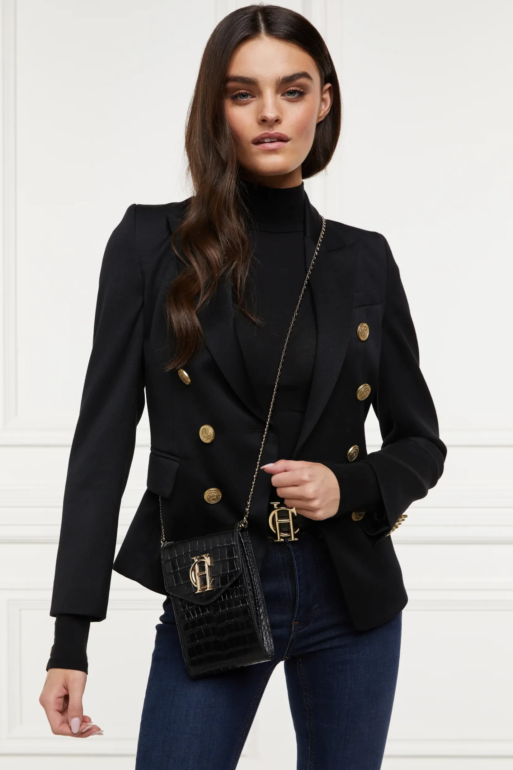 Holland Cooper The Perfect Gesture|Crossbody Bags-Knightsbridge Phone Pouch Black Croc
