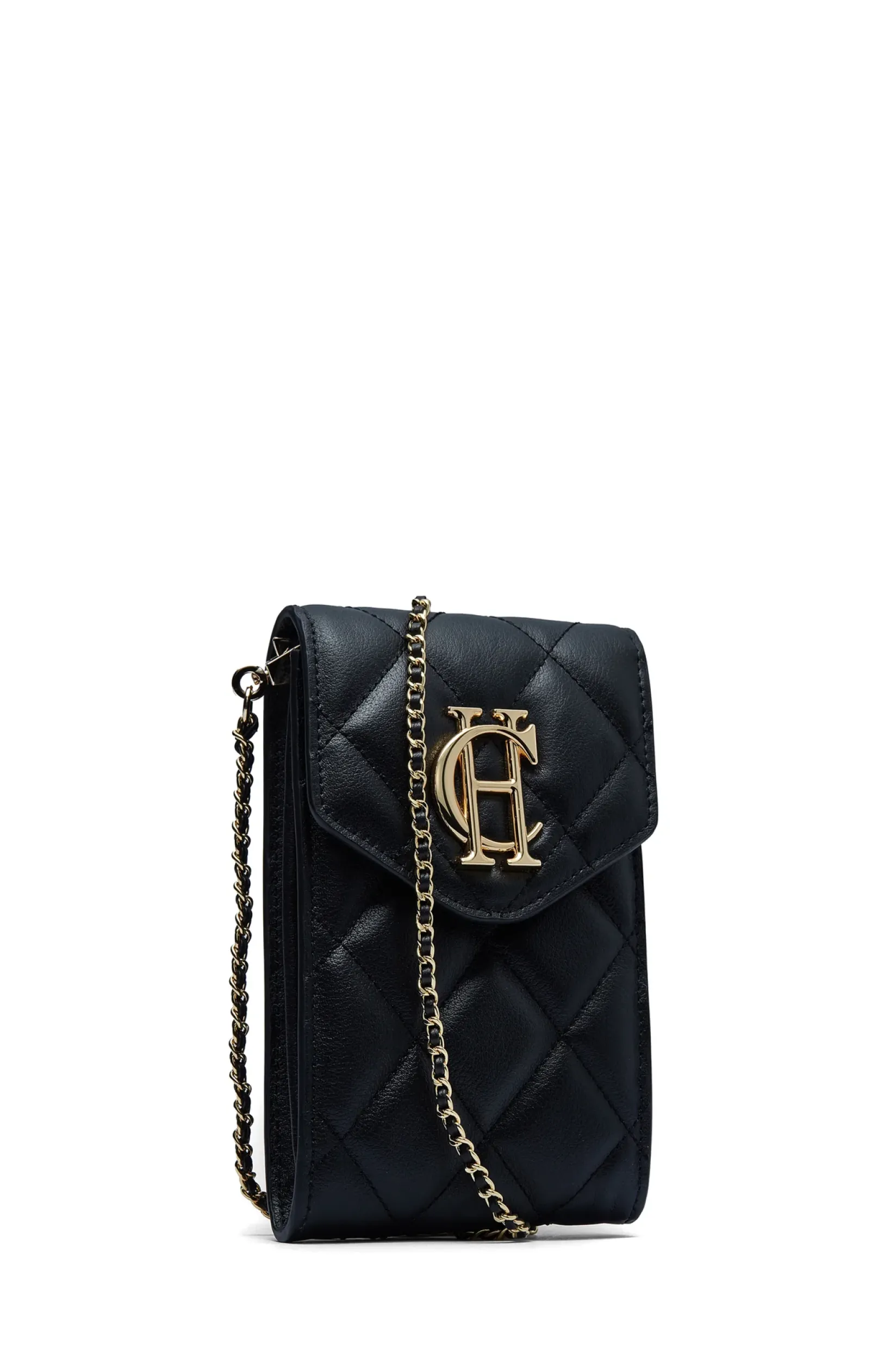 Holland Cooper The Perfect Gesture|Gifts For Her-Knightsbridge Phone Pouch Black Quilted