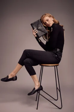 Holland Cooper The Perfect Gesture|Gifts For Her-Knightsbridge Shoulder Bag Black Croc