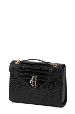 Holland Cooper The Perfect Gesture|Gifts For Her-Knightsbridge Shoulder Bag Black Croc