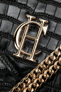 Holland Cooper The Perfect Gesture|Gifts For Her-Knightsbridge Shoulder Bag Black Croc