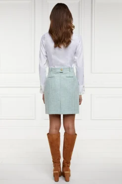 Holland Cooper Skirts|In Stock Tailoring-Knightsbridge Skirt Teal Houndstooth