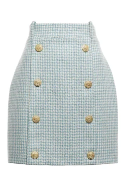 Holland Cooper Skirts|In Stock Tailoring-Knightsbridge Skirt Teal Houndstooth