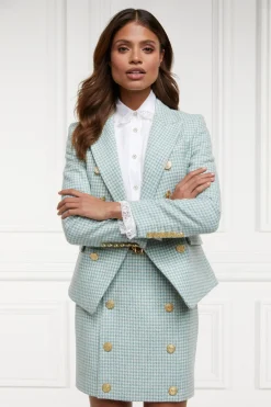 Holland Cooper Skirts|In Stock Tailoring-Knightsbridge Skirt Teal Houndstooth