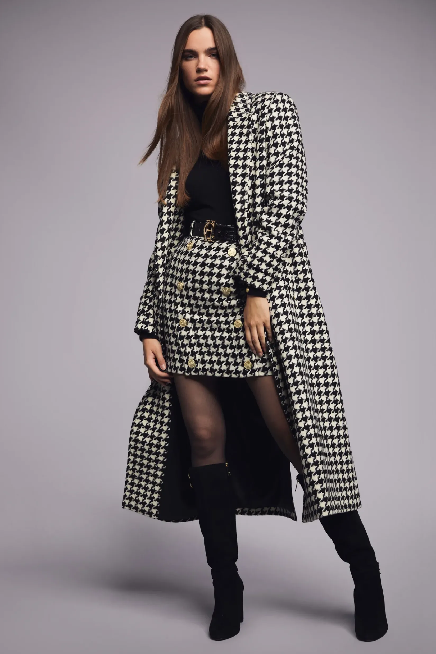 Holland Cooper Skirts-Knightsbridge Skirt Large Scale Houndstooth