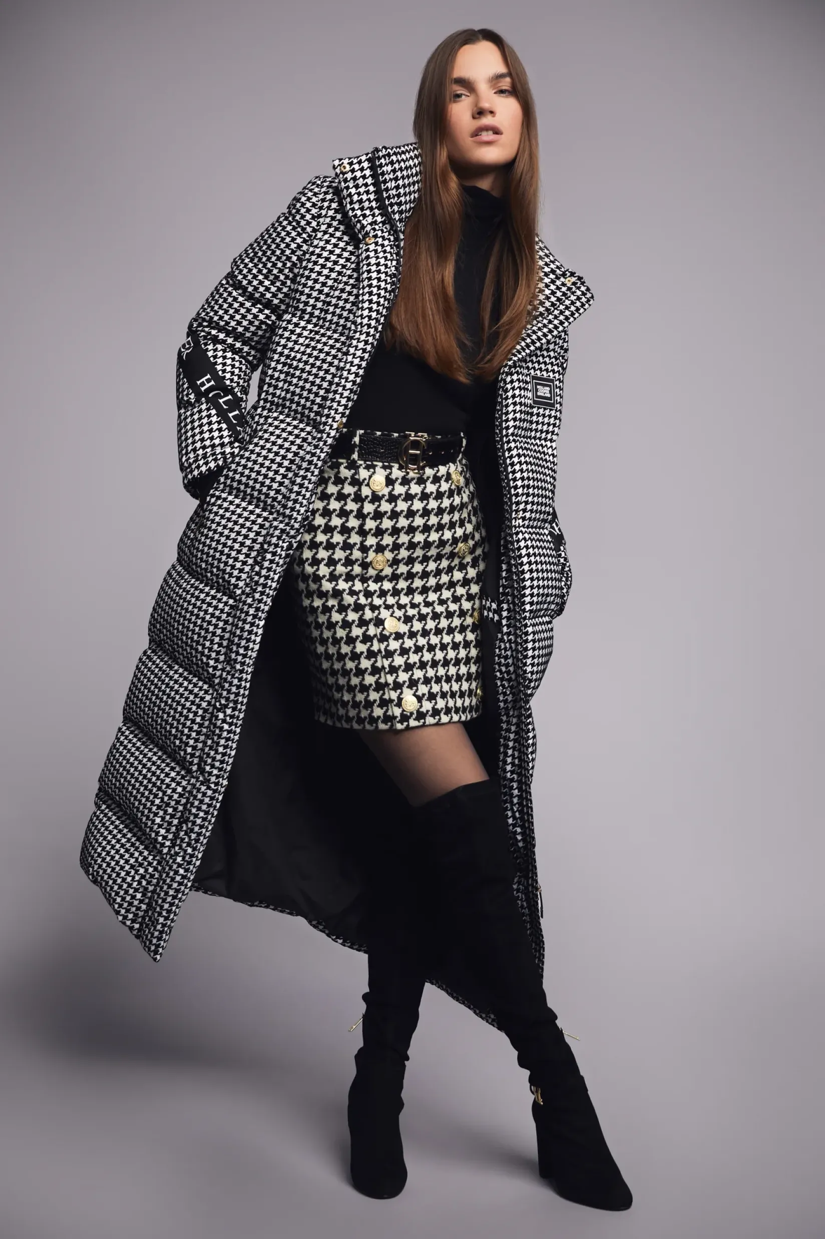 Holland Cooper Skirts-Knightsbridge Skirt Large Scale Houndstooth