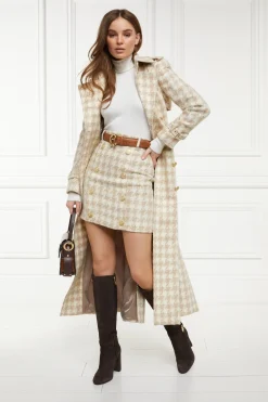 Holland Cooper Skirts|In Stock Tailoring-Knightsbridge Skirt Camel Houndstooth