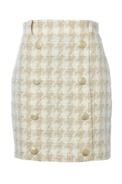 Holland Cooper Skirts|In Stock Tailoring-Knightsbridge Skirt Camel Houndstooth