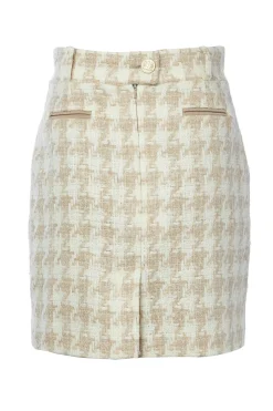 Holland Cooper Skirts|In Stock Tailoring-Knightsbridge Skirt Camel Houndstooth