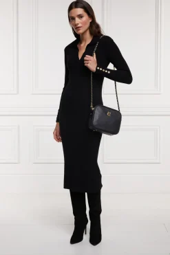 Holland Cooper Gifts For Her|Dresses-Knitted Shirt Dress Black