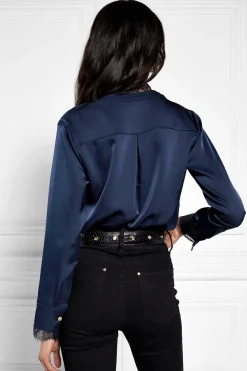Holland Cooper Shirts & Blouses-Lace V-Neck Blouse Ink Navy