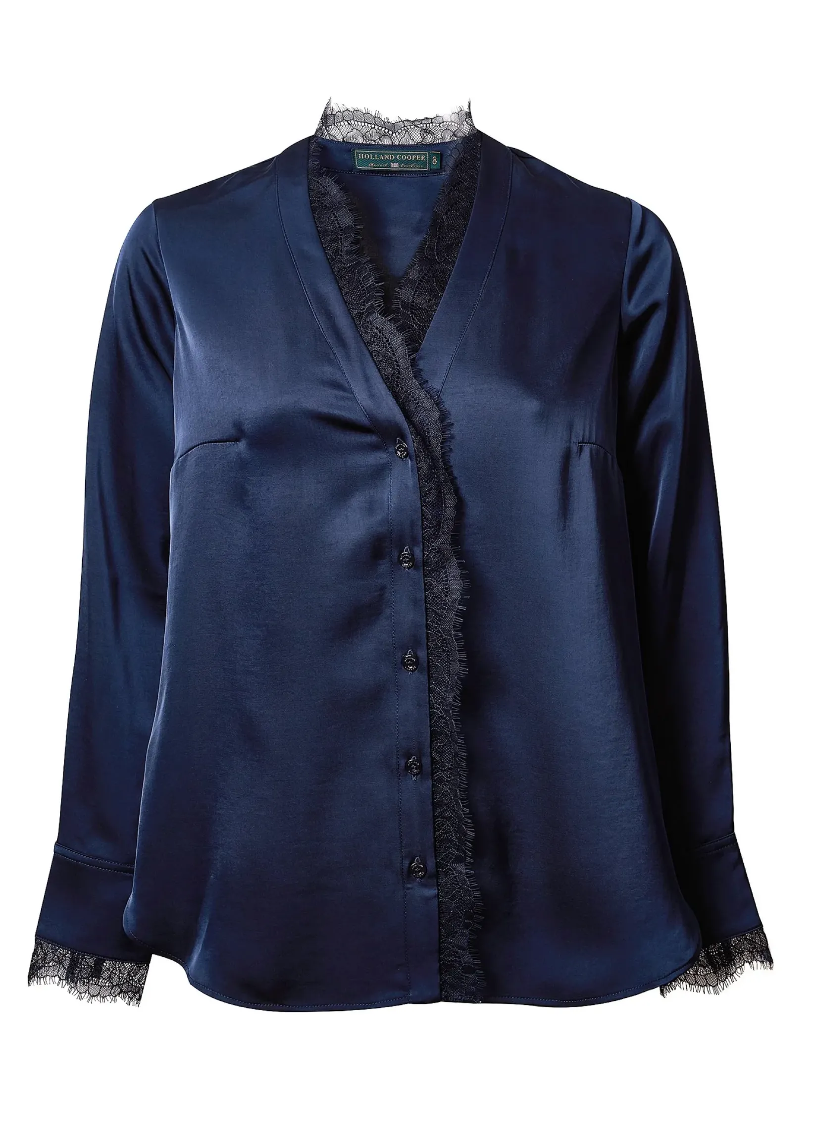 Holland Cooper Shirts & Blouses-Lace V-Neck Blouse Ink Navy