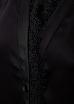 Holland Cooper Shirts & Blouses|The Date Night Edit-Lace V-Neck Blouse Black Satin