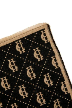 Holland Cooper Scarves|Scarves-Lightweight Monogram Scarf Tan Black