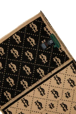 Holland Cooper Scarves|Scarves-Lightweight Monogram Scarf Tan Black